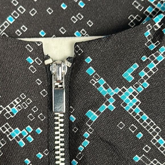 Diane Von Furstenberg DVF Women Full Zip Short Boxy Blazer Jacket Black Blue 14 - Picture 10 of 12